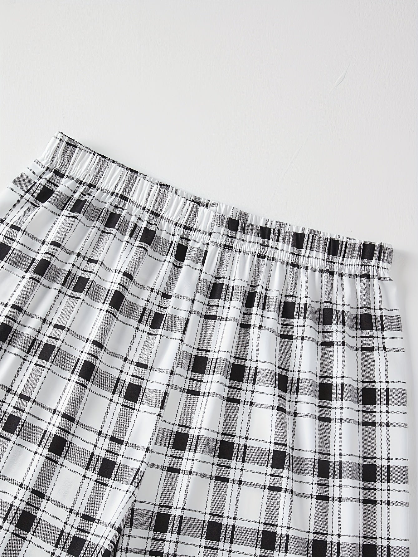 Lounge Set Womens Two Piece Checkered Short Sleeve Top Pyjama Pant