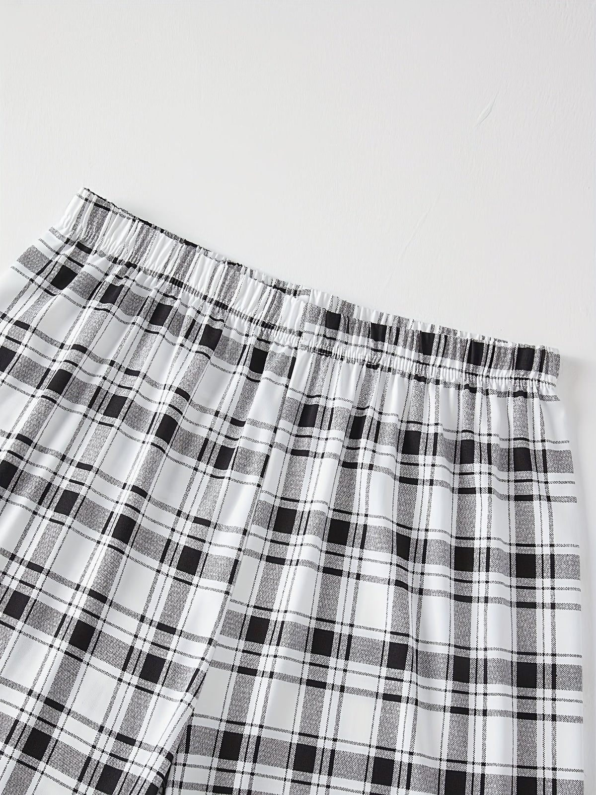 Lounge Set Womens Two Piece Checkered Short Sleeve Top Pyjama Pant