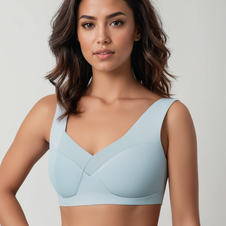 Seamless Push Up Wide Strap V Neck Bra for Women