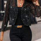 Soft shimmer cropped jacket in deep gray