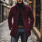 Fall Corduroy Stand Collar Button Front Short Coat for Men