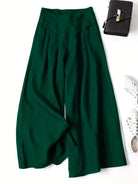 Breathable loose wide leg pant in green