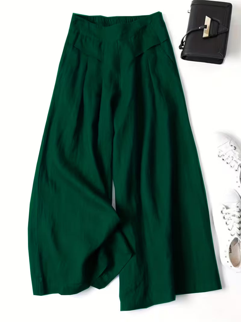 Breathable loose wide leg pant in green