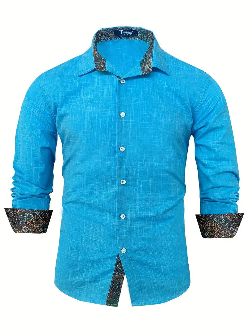 Modern tailored contrast detail button up shirt, view 15