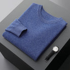 Fall Cashmere Feel Knit Crew Neck Sweater for Men in Steel Blue