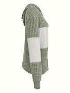 Zip Hoodie Womens Colour Block Ribbed Texture Full Zip Soft Warm