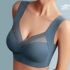 Seamless Push Up Wide Strap V Neck Bra for Women in Dark Blue