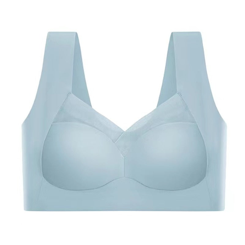 Seamless Push Up Wide Strap V Neck Bra for Women