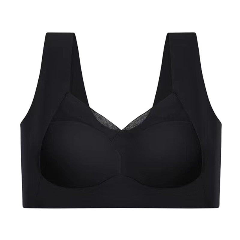 Seamless Push Up Wide Strap V Neck Bra for Women