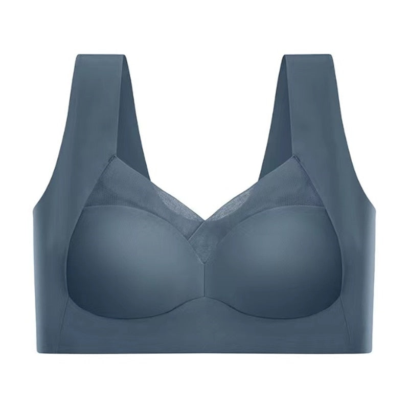 Seamless Push Up Wide Strap V Neck Bra for Women