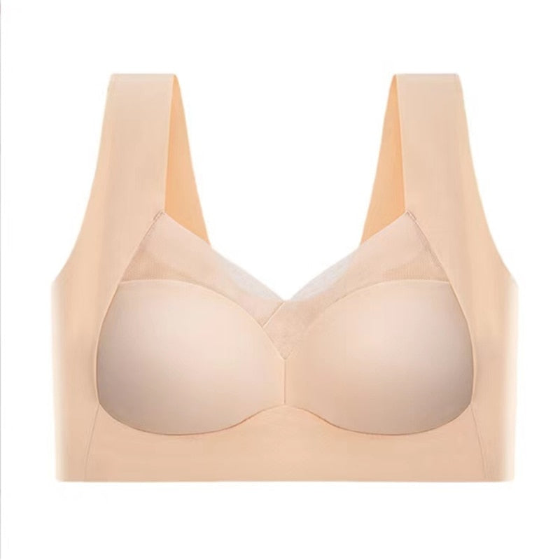 Seamless Push Up Wide Strap V Neck Bra for Women