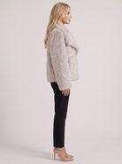 Faux Fur Jacket Womens Shawl Collar Open Front Long Pile