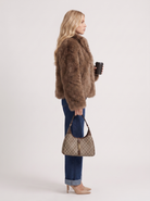 Faux Fur Jacket Womens Shawl Collar Open Front Long Pile