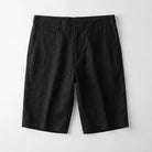 Relaxed tailored pre washed linen short in black