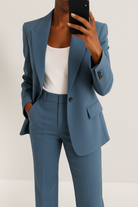 Tailored two piece blazer and pants set in blue