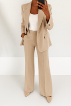 Tailored two piece blazer and pants set in beige