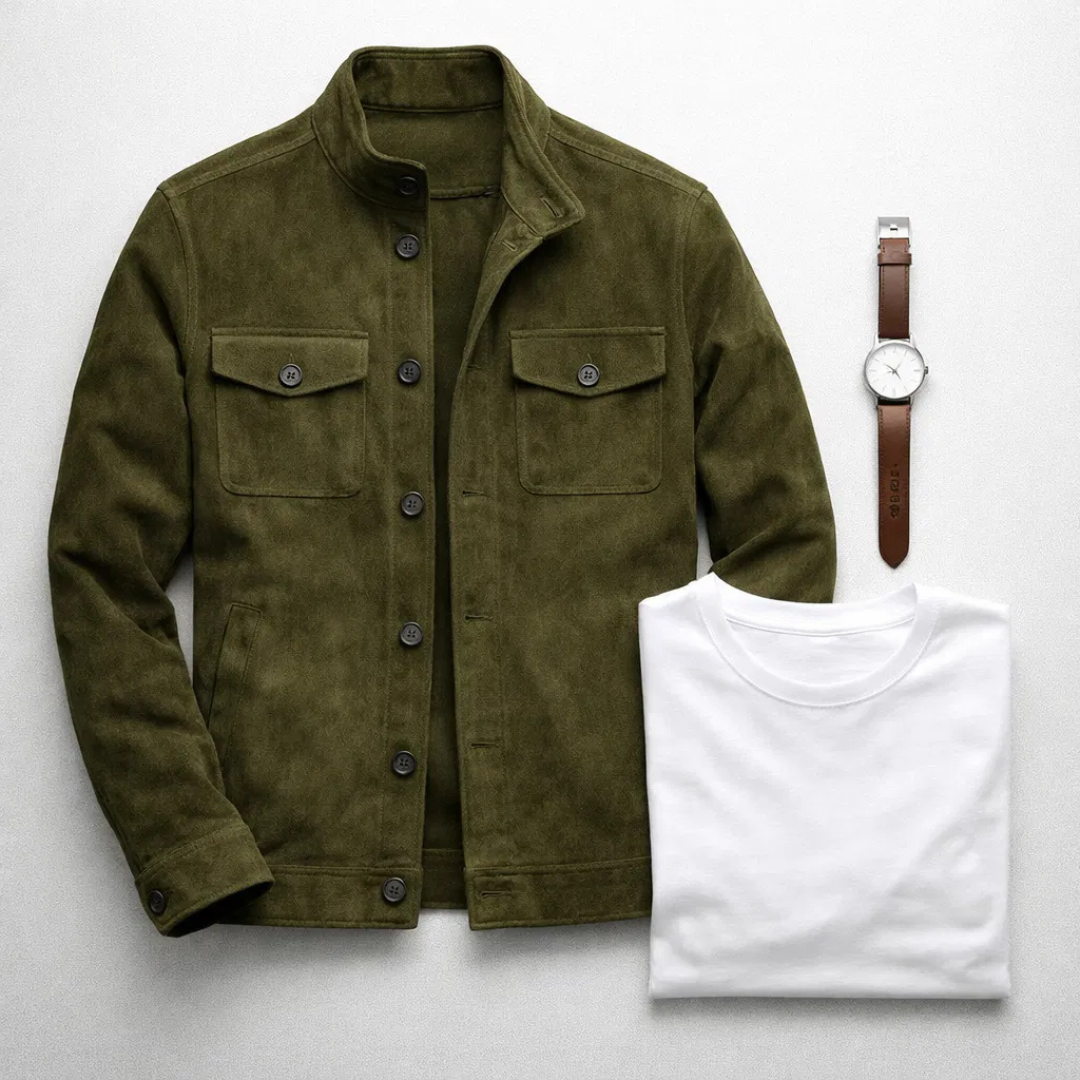 Classic pocket suede jacket, view 6