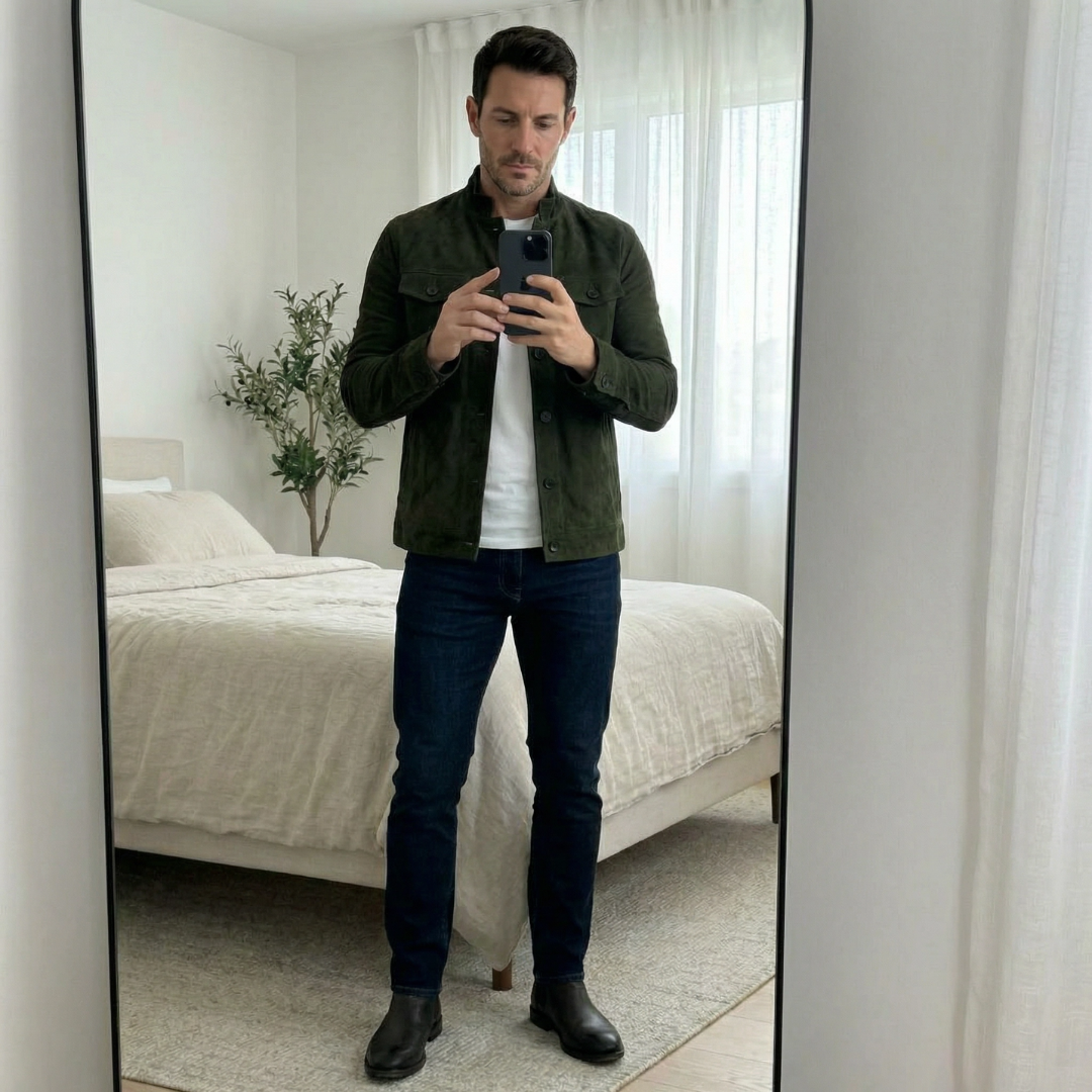 Classic pocket suede jacket, view 7