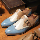 Perforated high shine monk strap dress shoe, view 7