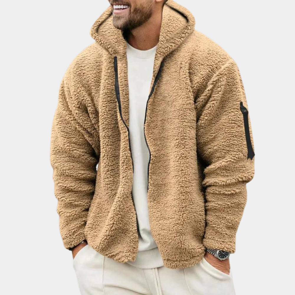 Winter Sherpa Fleece Hooded Zip Up Jacket for Men