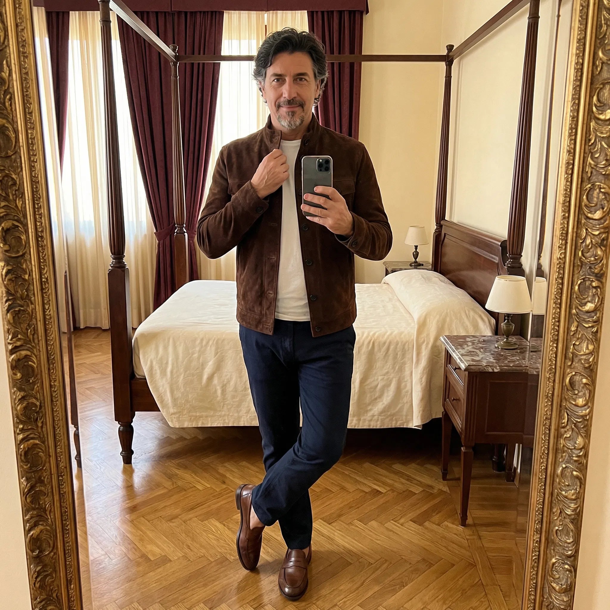 Classic pocket suede jacket, view 9