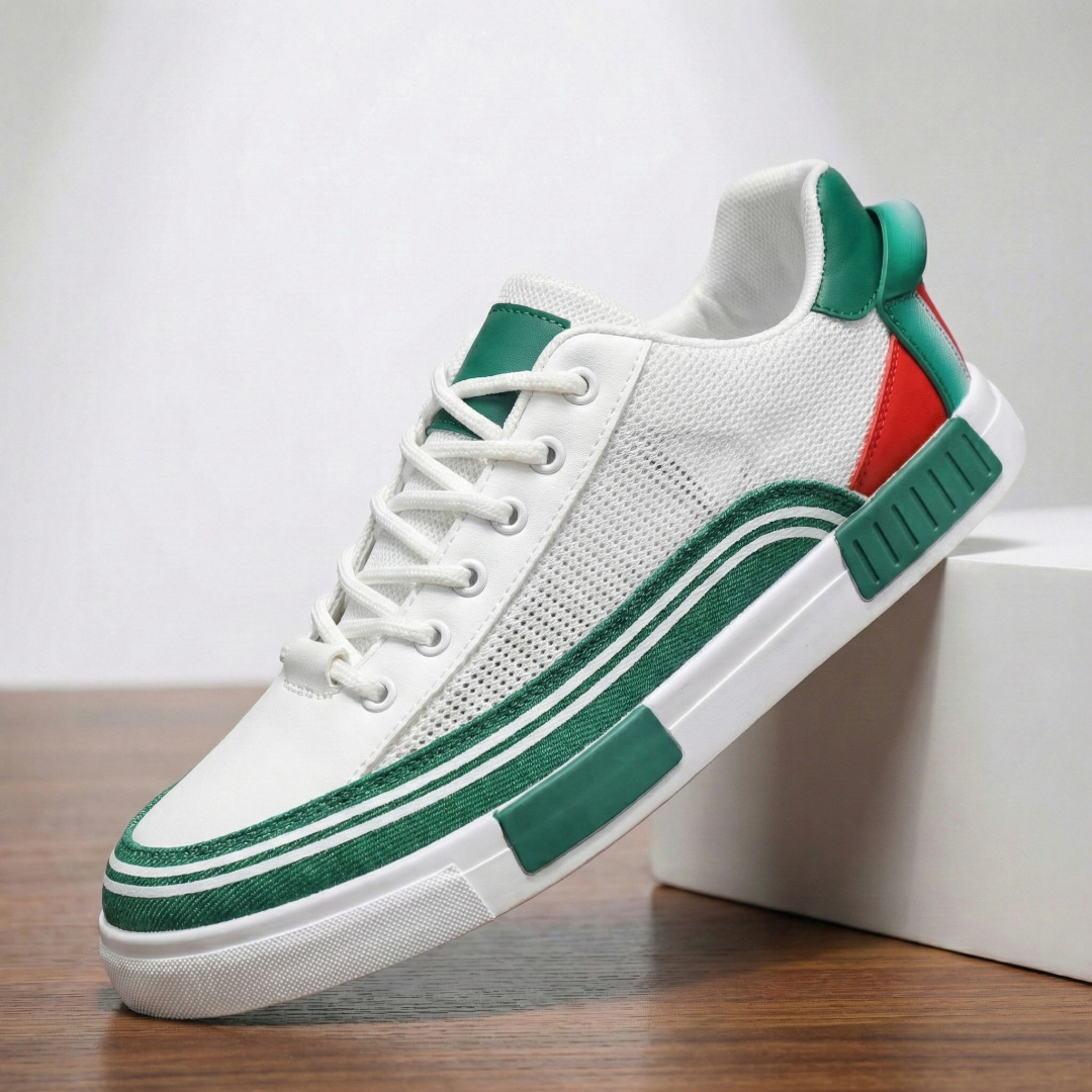 Breathable perforated mesh sneaker in green