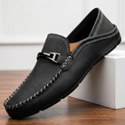Contrast stitch leather bit loafer in black