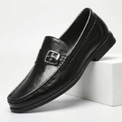 Hand burnished leather bit buckle loafer in black