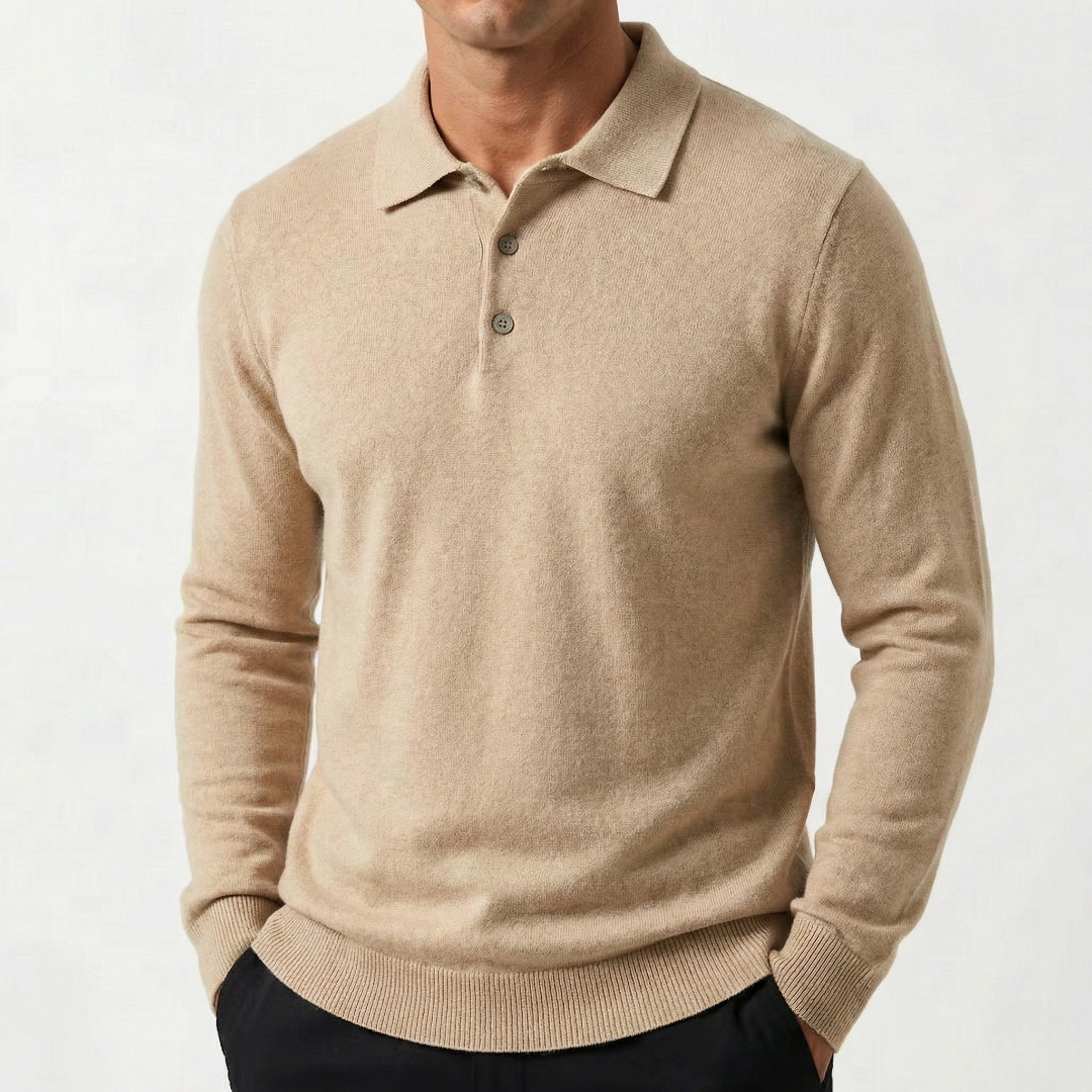 Turn down collar knit polo sweater, view 6