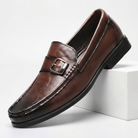 Hand burnished leather bit buckle loafer in brown