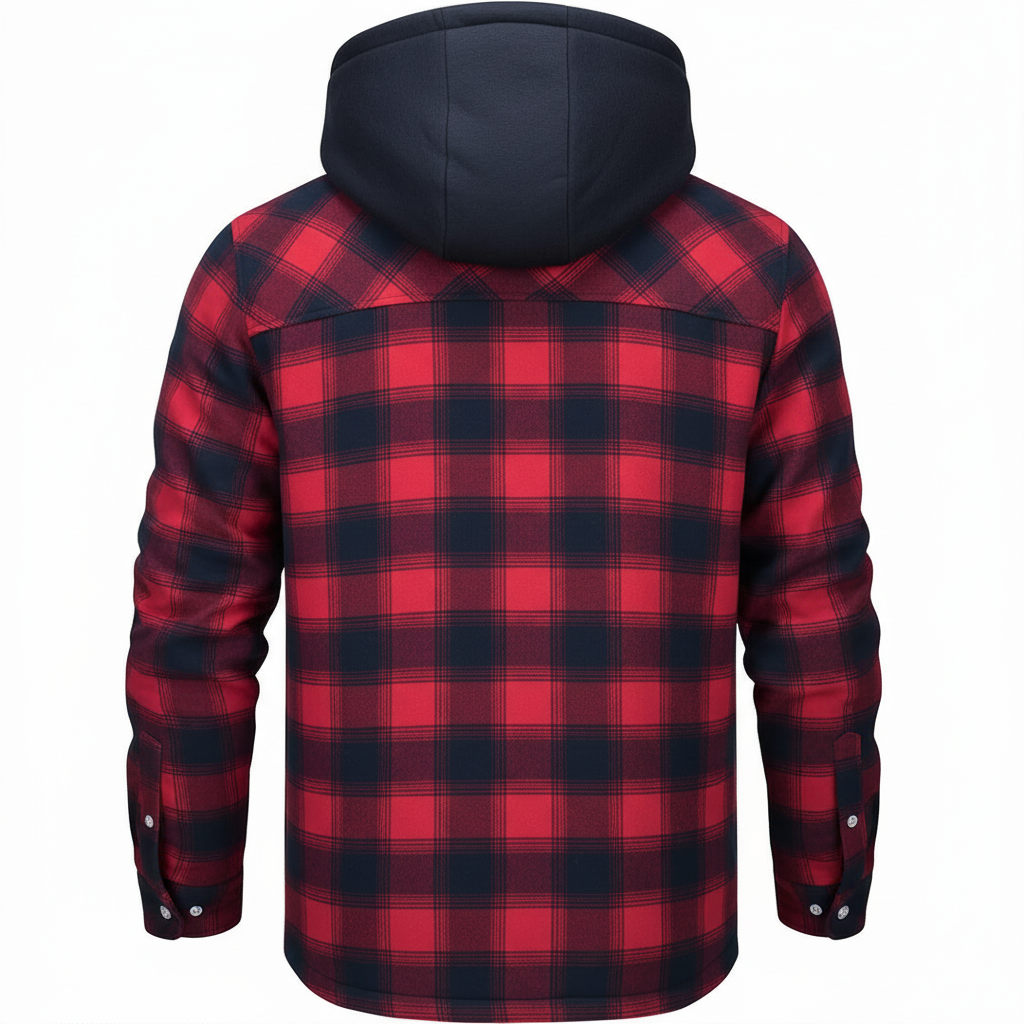 Winter Quilted Lined Hooded Flannel Shirt Jacket for Men