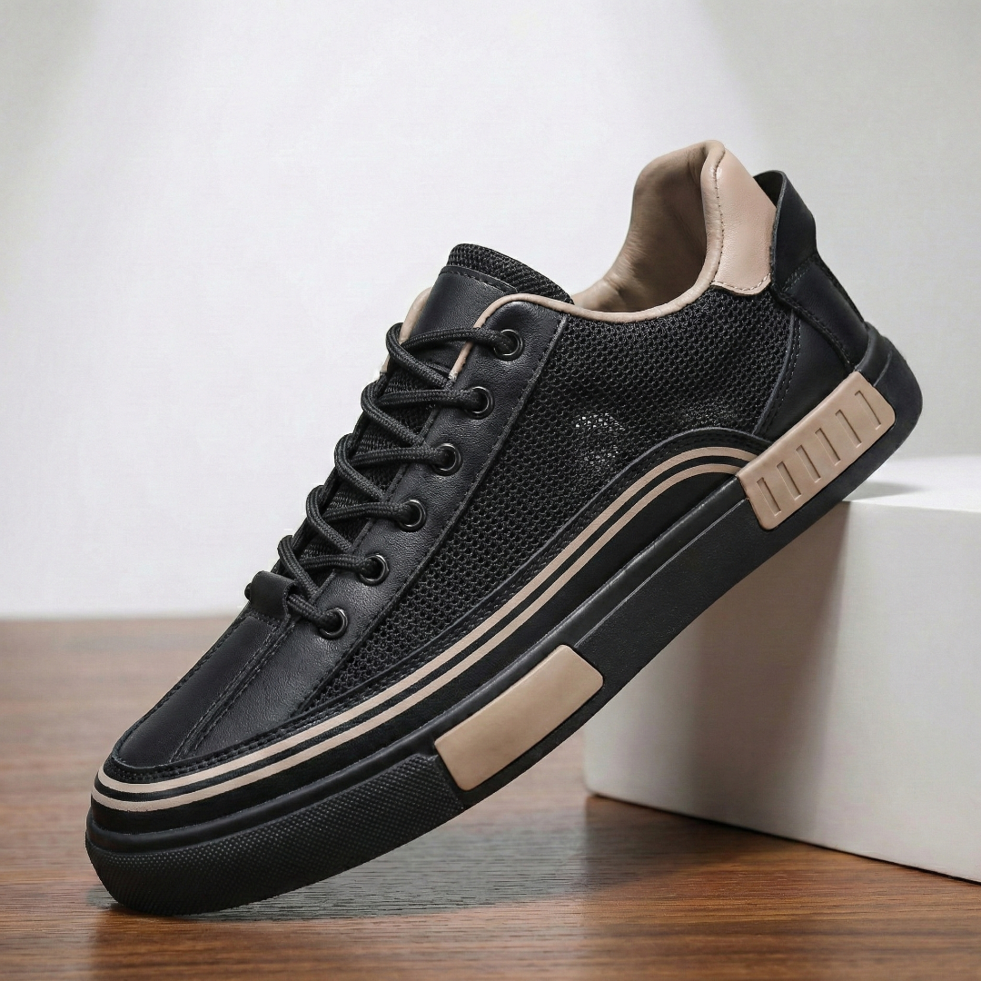 Breathable perforated mesh sneaker in black
