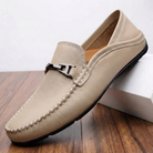 Contrast stitch leather bit loafer in khaki