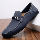 Contrast stitch leather bit loafer in navy
