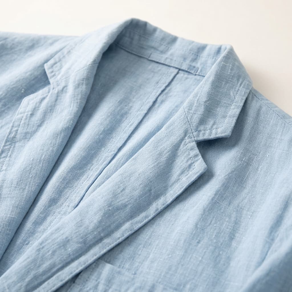 Unstructured notch lapel linen blazer, view 4