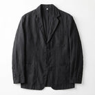 Unstructured notch lapel linen blazer in charcoal