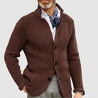 Cardigan Sweater Mens Waffle Knit Stand Collar Button Front Textured