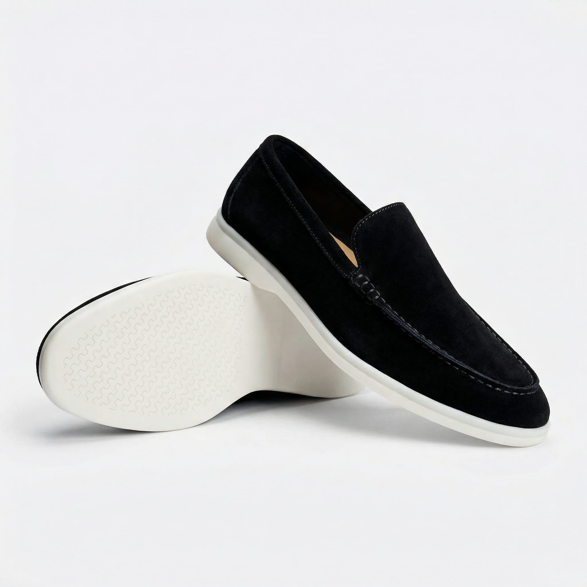 Soft suede slip on loafer in black