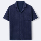 Textured jacquard knit polo in navy