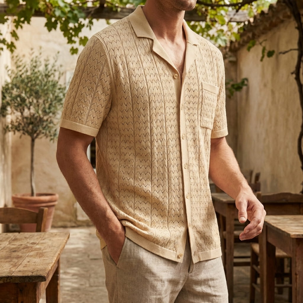 Textured jacquard knit polo, view 6