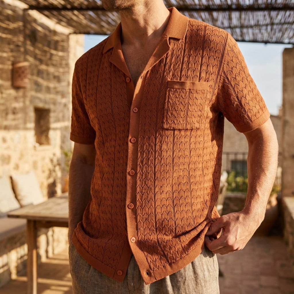 Textured jacquard knit polo, view 4