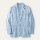 Unstructured notch lapel linen blazer in powder blue