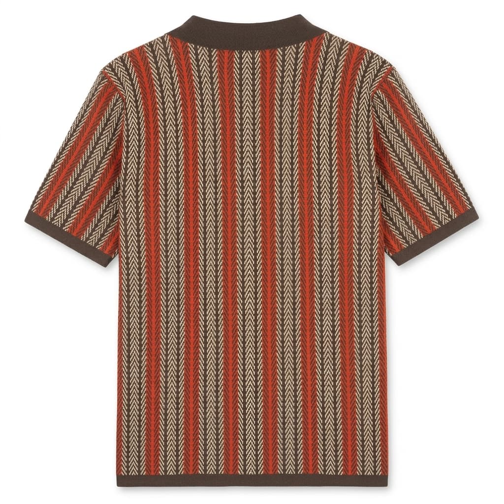 Vertical stripe knit full placket polo, view 3