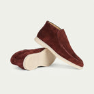 Suede hi top slip on loafer in rust brown