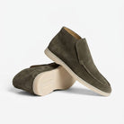 Suede hi top slip on loafer in military green