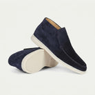 Suede hi top slip on loafer in midnight navy