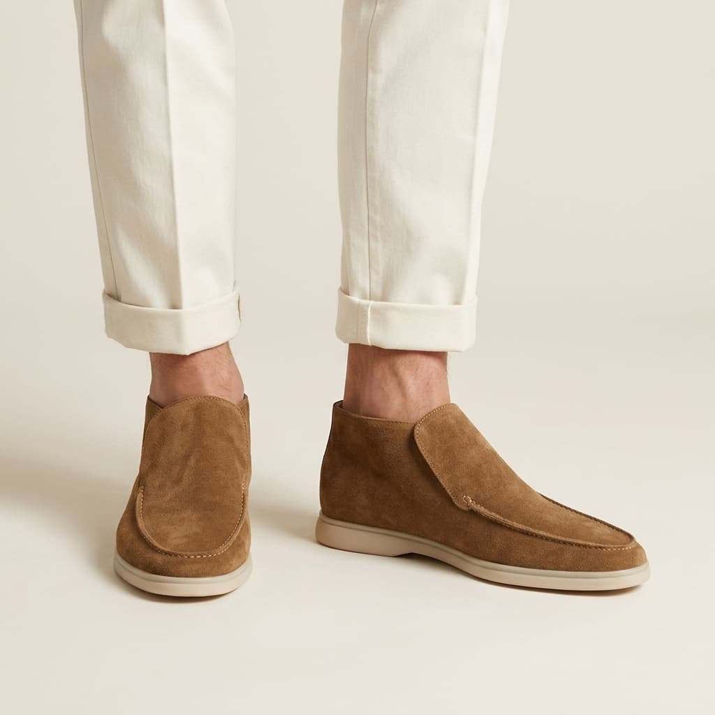 Suede hi top slip on loafer, view 5
