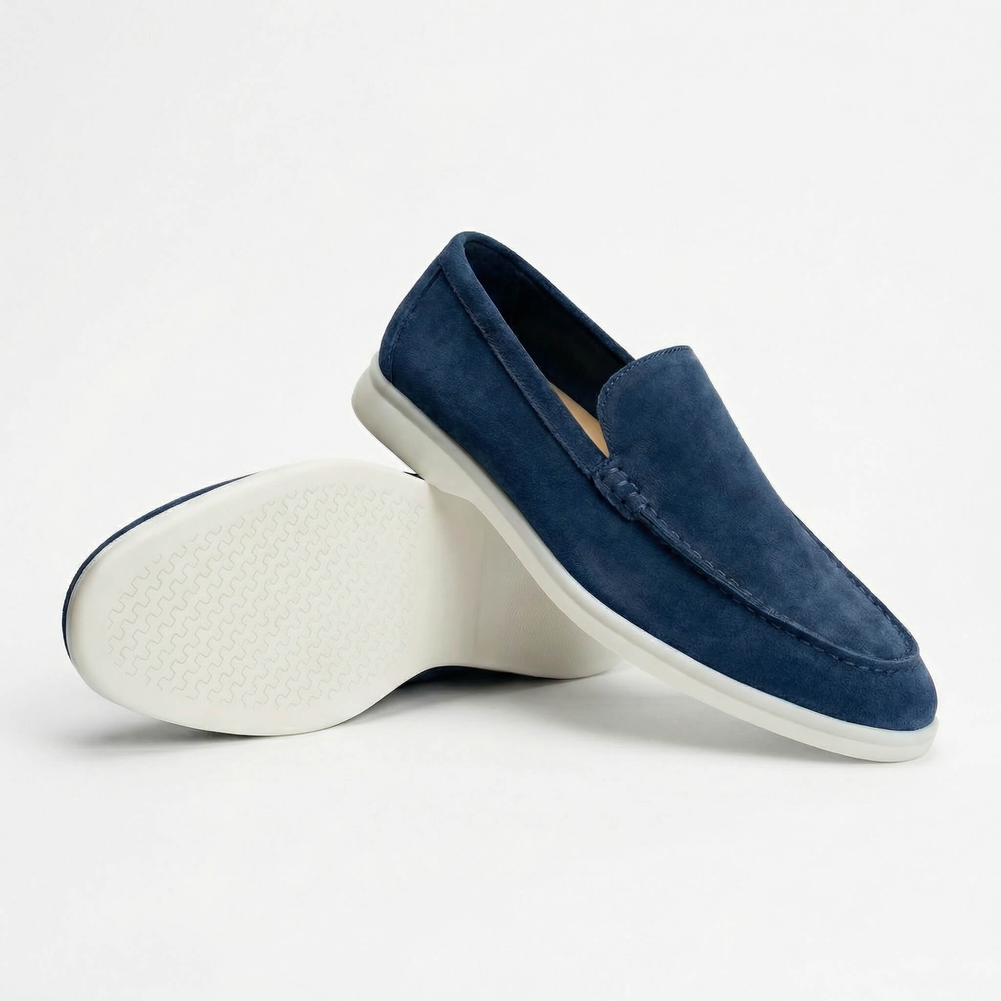 Soft suede slip on loafer in navy