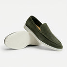 Soft suede slip on loafer in forest green