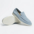 Soft suede slip on loafer in powder blue